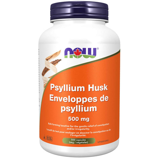 NOW Supplements, Psyllium Husk Caps 500 mg, Natural Soluble Fibre, Intestinal Health*, 500 Veg Capsules 🍁 All In One Marketplace Canada