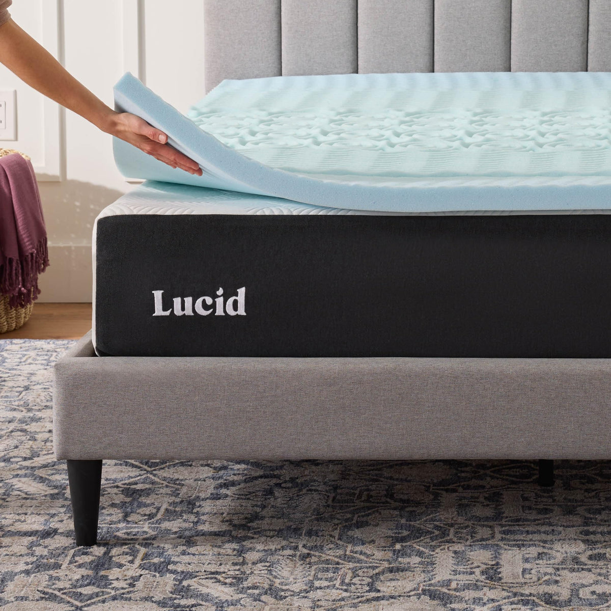 LUCID 2 Inch Gel Memory Foam Plush - Cooling Targeted Convoluted Comfort Zones Mattress Topper - Full 🍁 All In One Marketplace Canada