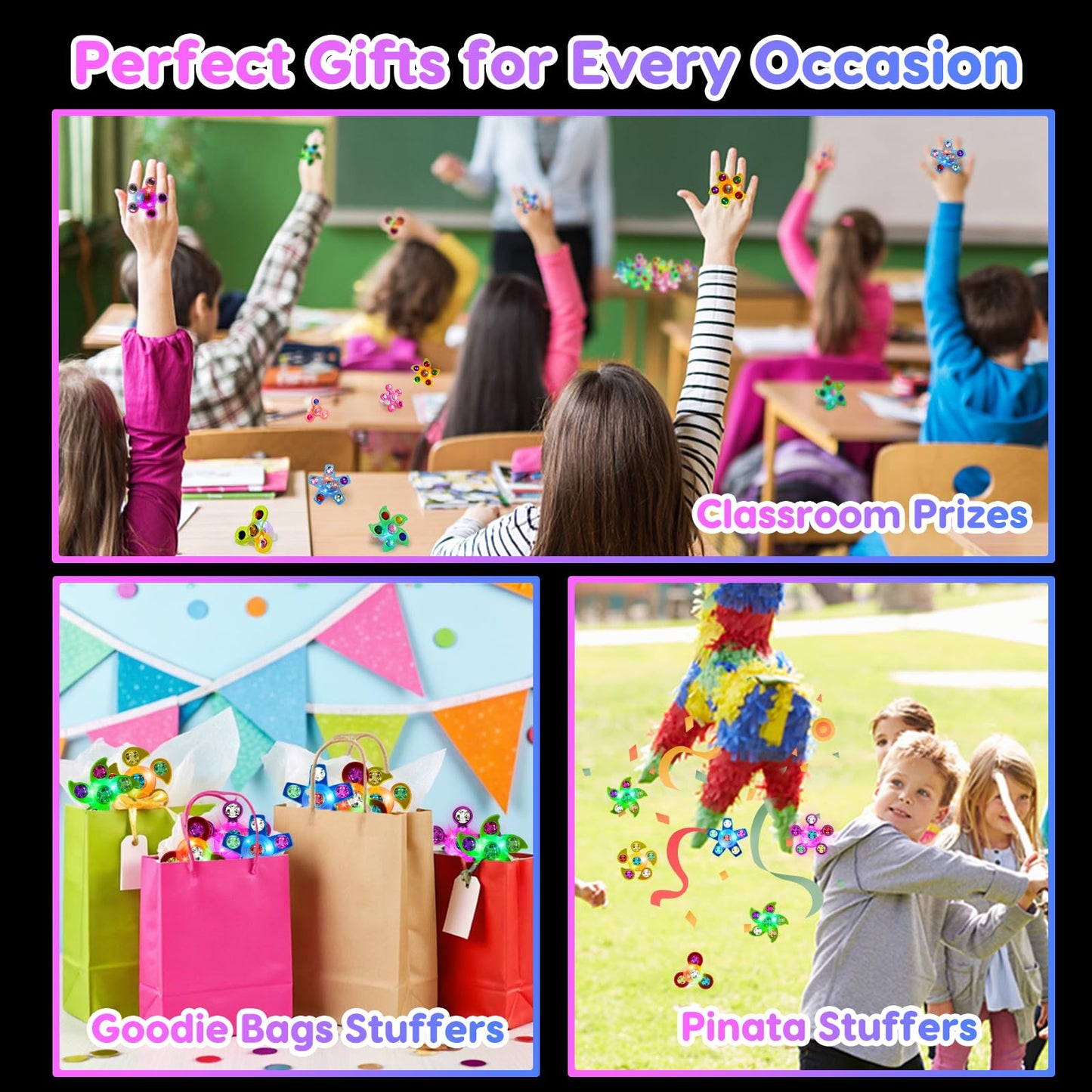 24PCS LED Light Up Fidget Spinner Rings Birthday Party Bag Fillers Glow Party Favors Bulk for Kids 4-8 8-12, Goodie Treat Bag Stuffers Pinata Fillers Carnival Prizes Classroom Treasure Box Toys 🍁 All In One Marketplace Canada