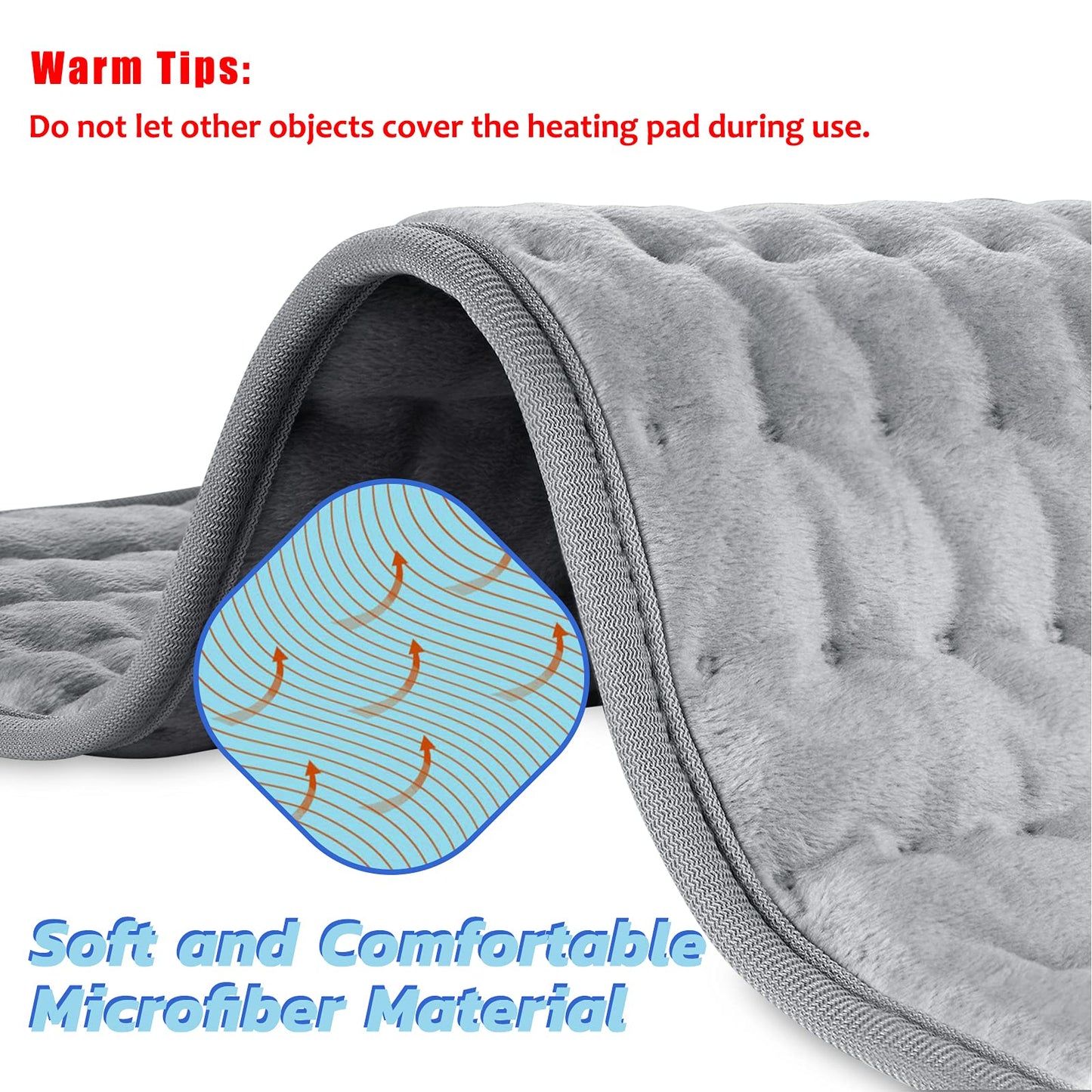 24"x12" Heating Pad, Electric Heating Pad for Dry & Moist Heat, Electric Heat Pad with Multiple Temp & Timer Settings, Auto Off, Silver Gray 🍁 All In One Marketplace Canada