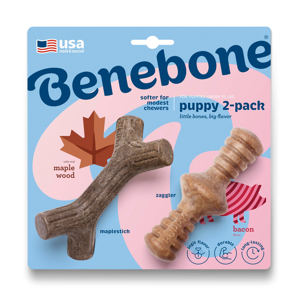 Benebone Puppy 2-Pack Maplestick/Zaggler Dog Chew Toys, Dog Bones, Tiny 🍁 All In One Marketplace Canada