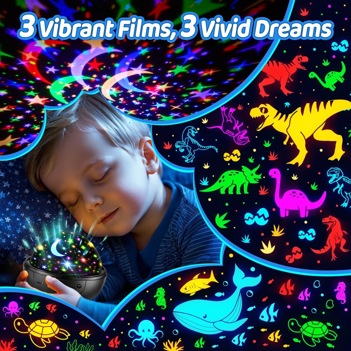 PIKOY Night Light for Kids,93 Lighting+3 Films Star Projector Night Light, Dimmable Remote Star Lights, 360° Sensory Projector Nightlight Glow in the Dark Stars, Toddler 3 Year Old Boy Toys for 3-5 🍁 All In One Marketplace Canada