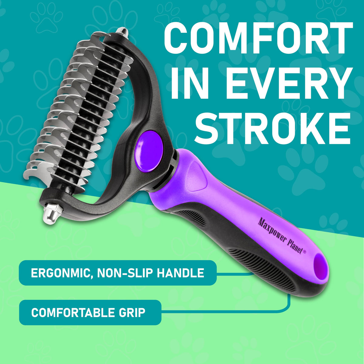 Maxpower Planet Pet Grooming Brush - Double Sided Shedding, Dematting - Undercoat Rake for Dogs - Dog Grooming Brush - Deshedding Brush for Dogs - Dog Brush, Cat Brush, Reduce Shedding by 95%, Purple 🍁 All In One Marketplace Canada