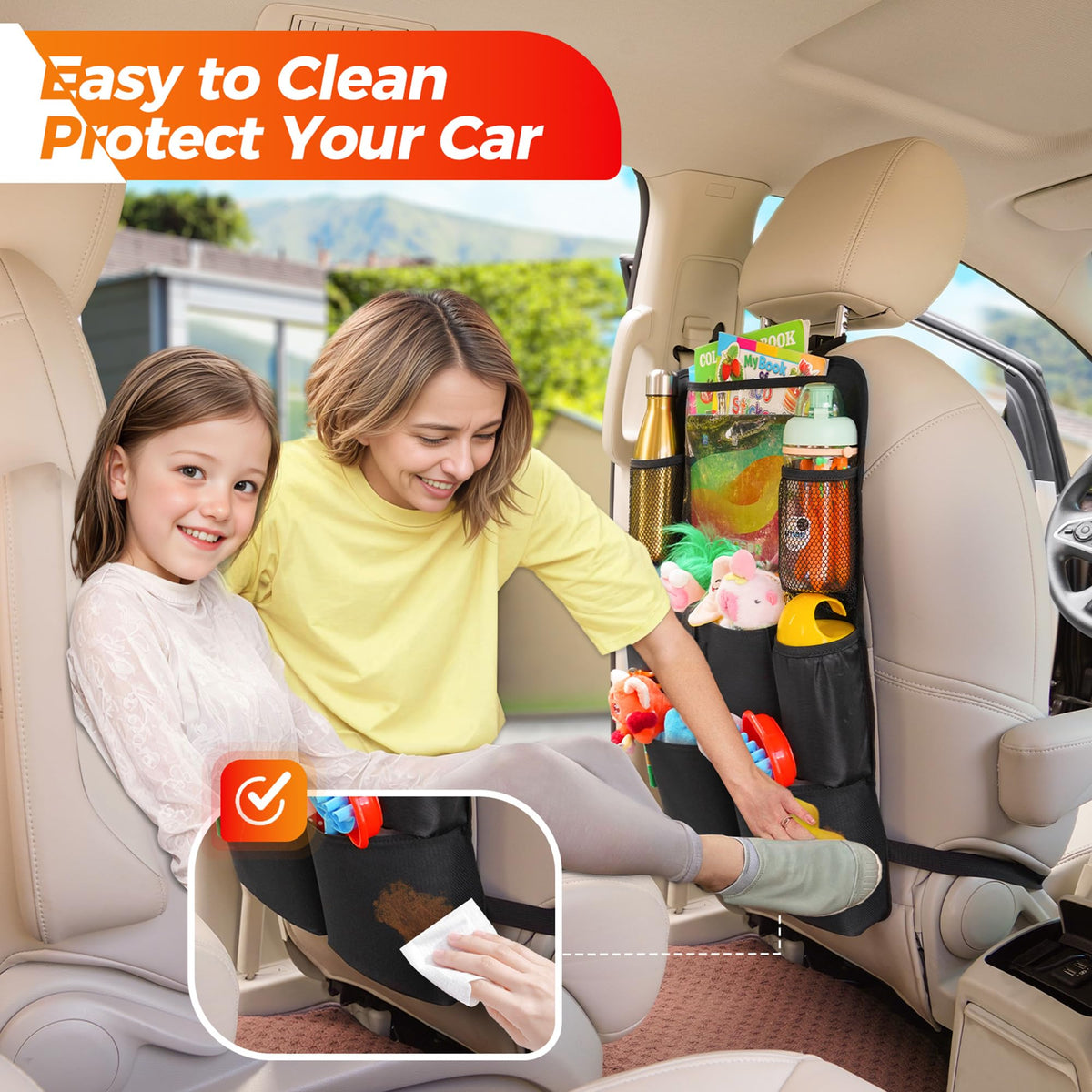 SURDOCA Car Seat Organizer with 11Inch Tablet Holder,8 Pockets,4th Gen Road Trip Essentials for Kids,Backseat Organizer Protectors Storage Accessories 🍁 All In One Marketplace Canada