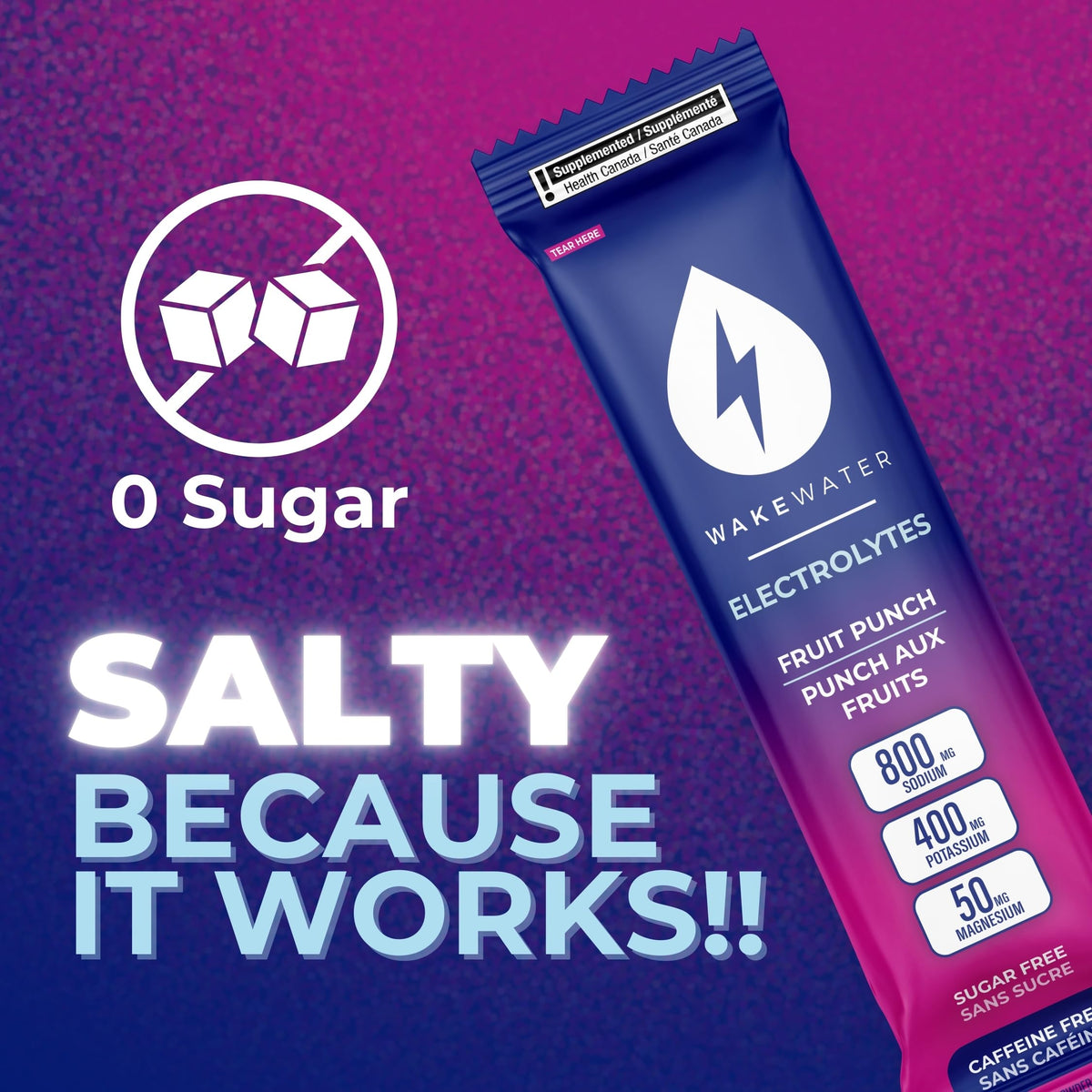 Wake Water Sugar Free Electrolyte Packets, Hydration Powder, Keto & Paleo Friendly Electrolyte Drink Mix, Fasting Hydration Packs, Travel Essentials, Pack of 10 (6g Each) (6 g (Pack of 10), Fruit Punch) 🍁 All In One Marketplace Canada