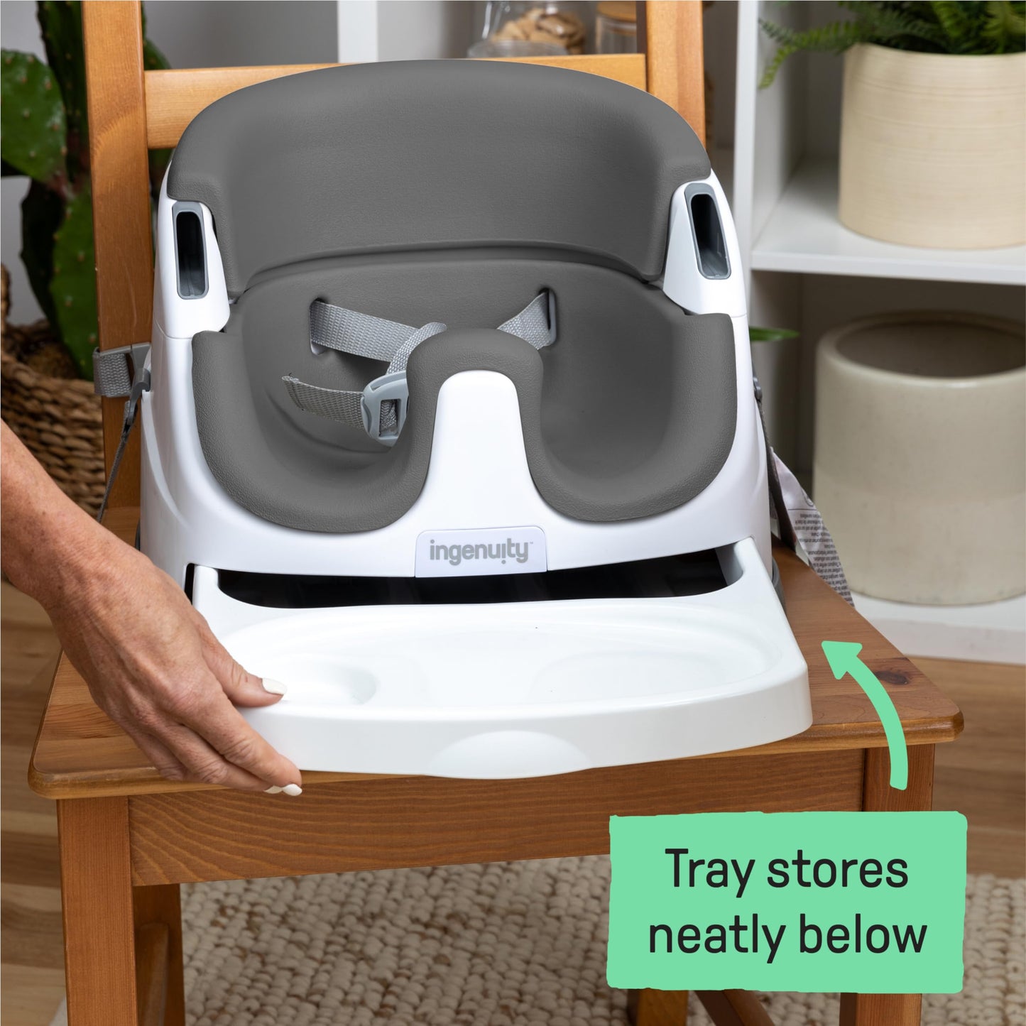 Ingenuity Baby Base 2-in-1 Booster Feeding and Floor Seat with Self-Storing Tray - Slate 🍁 All In One Marketplace Canada