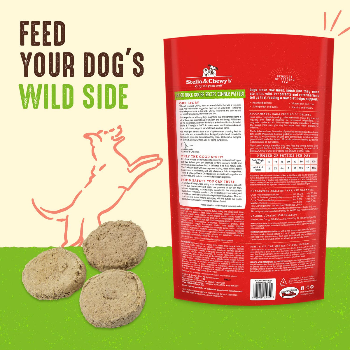Stella & Chewy’s Freeze Dried Raw Dinner Patties – Grain Free Dog Food, Protein Rich Duck Duck Goose Recipe – 708g Bag 🍁 All In One Marketplace Canada