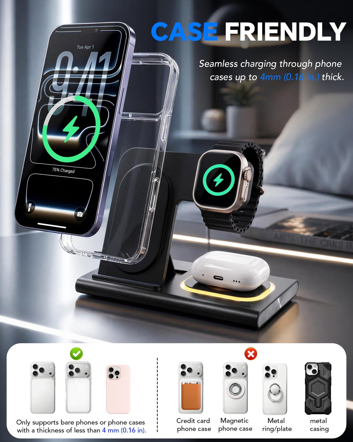 3 in 1 Foldable Wireless Fast Charging Station for Apple Multiple Devices 🍁 All In One Marketplace Canada