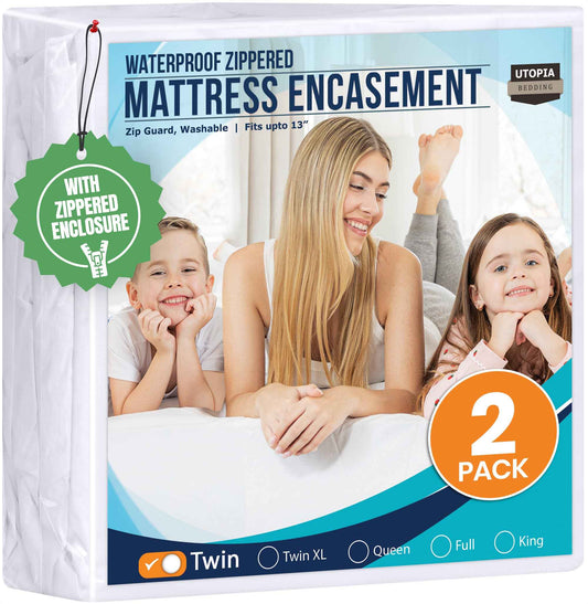 Utopia Bedding Zippered Mattress Encasement Twin (Pack of 2) - 100% Waterproof and Bed Bug Proof Mattress Protector - Absorbent, Six-Sided Mattress Cover 🍁 All In One Marketplace Canada