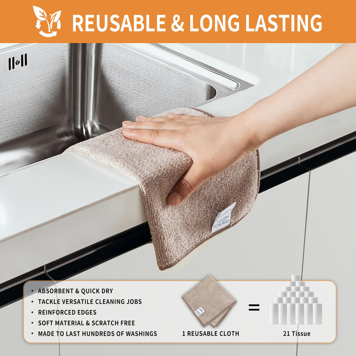 MR.SIGA Microfiber Cleaning Cloths, All-Purpose Surface Microfiber Towels, Streak Free Cleaning Rags, Pack of 12, Coffee, Size 32 x 32 cm(12.6 x 12.6 inch) 🍁 All In One Marketplace Canada