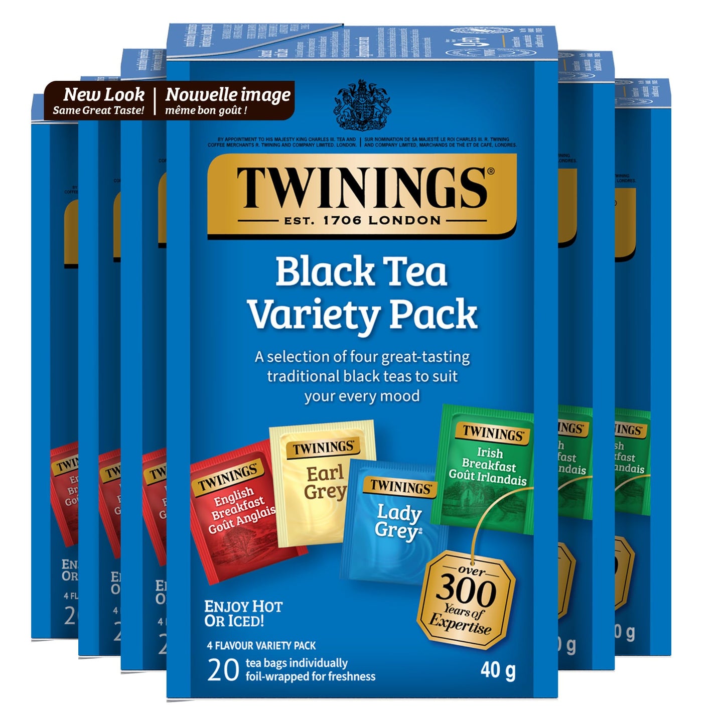 Twinings Variety Pack Individually Wrapped Teabags, Caffeinated Earl Grey, Lady Grey, Irish & English Breakfast Teas, 20 Count (Pack of 6), Enjoy Hot or Iced 🍁 All In One Marketplace Canada