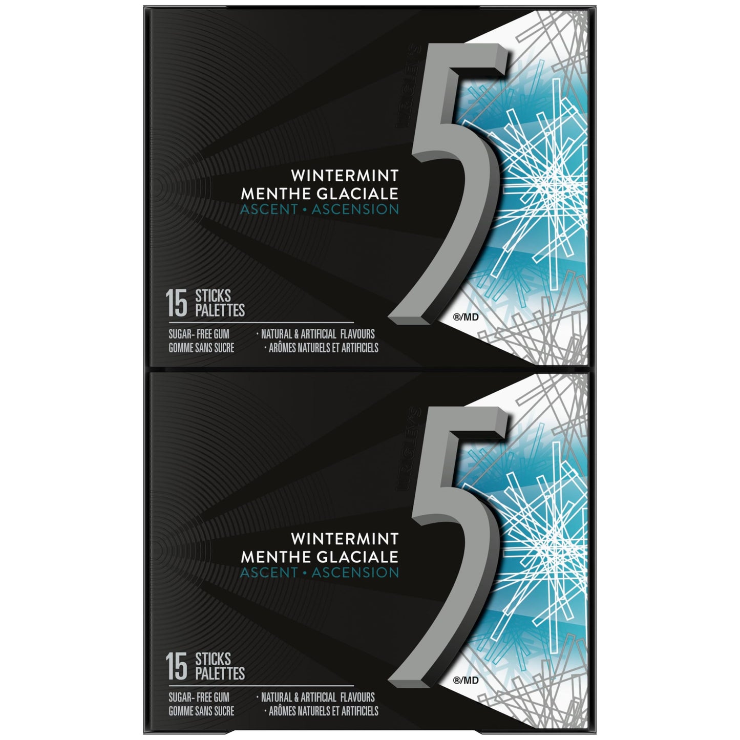 5 GUM, Wintermint-Ascent Flavoured Sugar Free Chewing Gum, 15 Sticks, 10 Packs 🍁 All In One Marketplace Canada