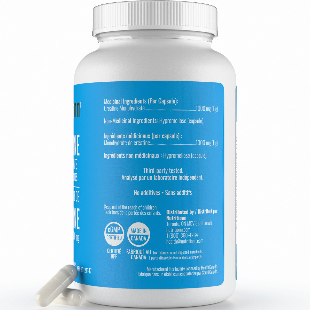 Creatine Capsules - 100% Creatine Monohydrate 1000 mg x 150 Pills (3-5 g Serving) - Made in Canada - Premium Strength and Muscle Growth Supplement by Nutritionn 🍁 All In One Marketplace Canada