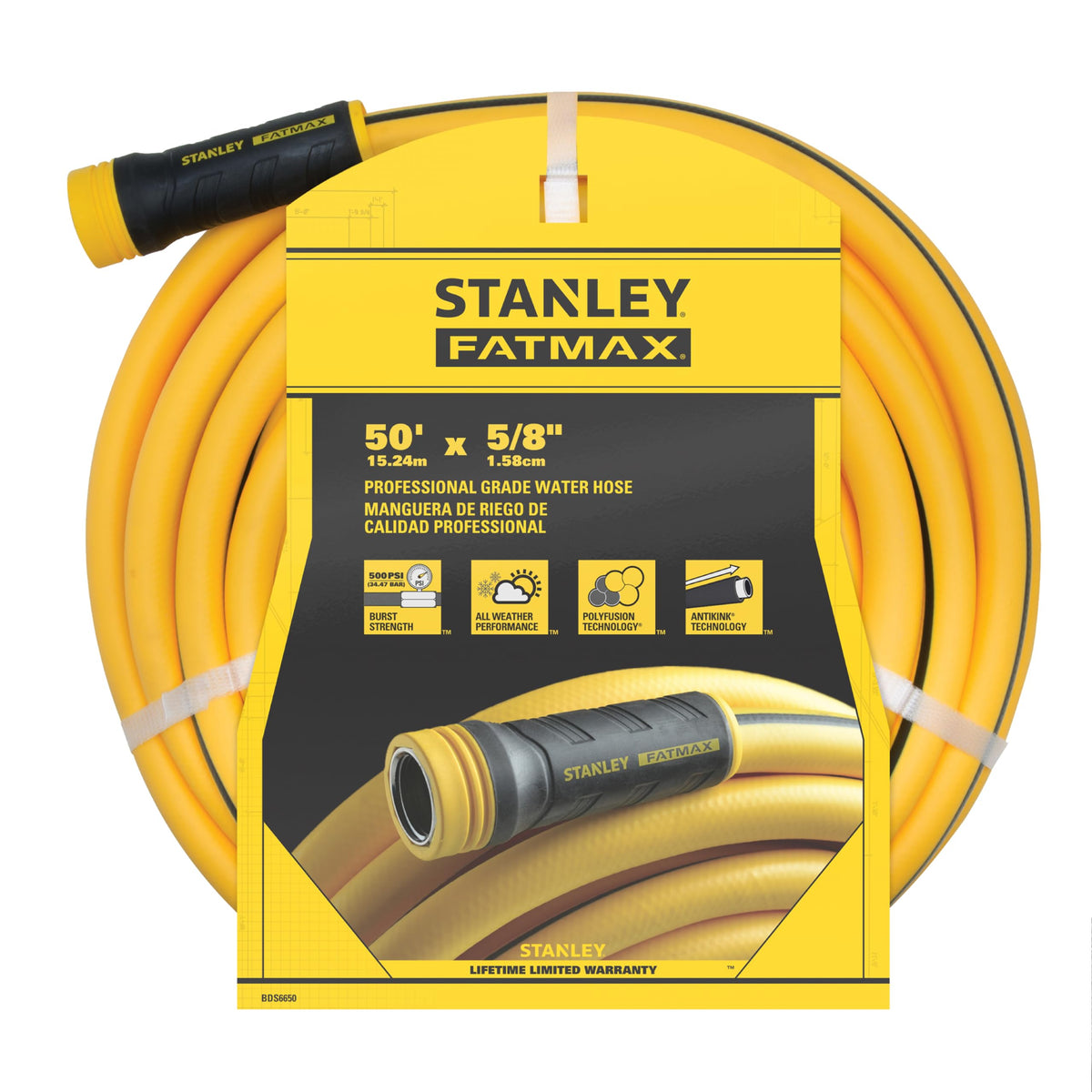 Stanley Fatmax Professional Grade Water Hose, 50' x 5/8", Yellow 500 PSI 🍁 All In One Marketplace Canada