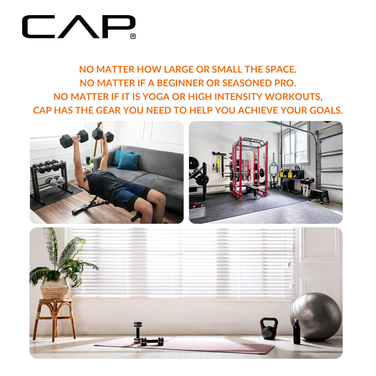 CAP Barbell High Density Exercise Mat with strap, 68"x24" 12mm - Gray 🍁 All In One Marketplace Canada