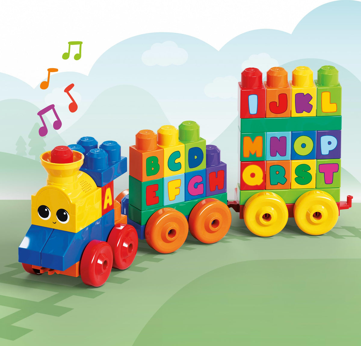 MEGA BLOKS First Builders Toddler Building Blocks Toy Set, ABC Musical Train with 50 Pieces, Music and Sounds, Ages 1+ Years 🍁 All In One Marketplace Canada