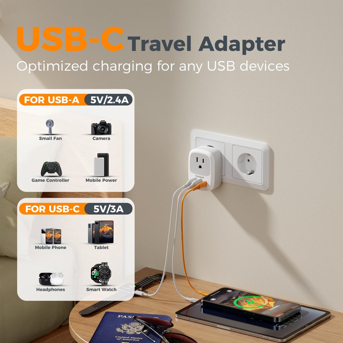 TESSAN Canada to European Travel Adapter 2 Pack, Plug Adaptor 🍁 All In One Marketplace Canada