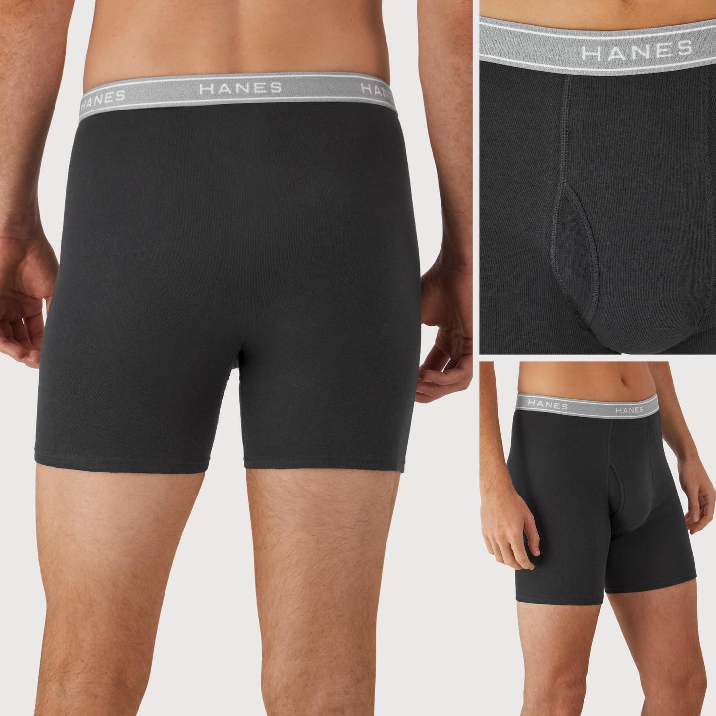 Hanes Boxer Briefs, Cool Dri Moisture-Wicking Underwear, Cotton No-Ride-up for Men, Multi-Packs Available, 6 Pack - Black/Gray, Medium 🍁 All In One Marketplace Canada
