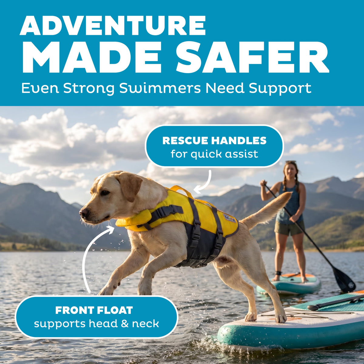 Outward Hound Granby Splash Dog Life Jacket with Handle, Reflective Floating Vest for Swimming & Boating, Maximum Buoyancy, All Skill Levels, Large Dogs (28–32" Girth), Yellow, Large 🍁 All In One Marketplace Canada