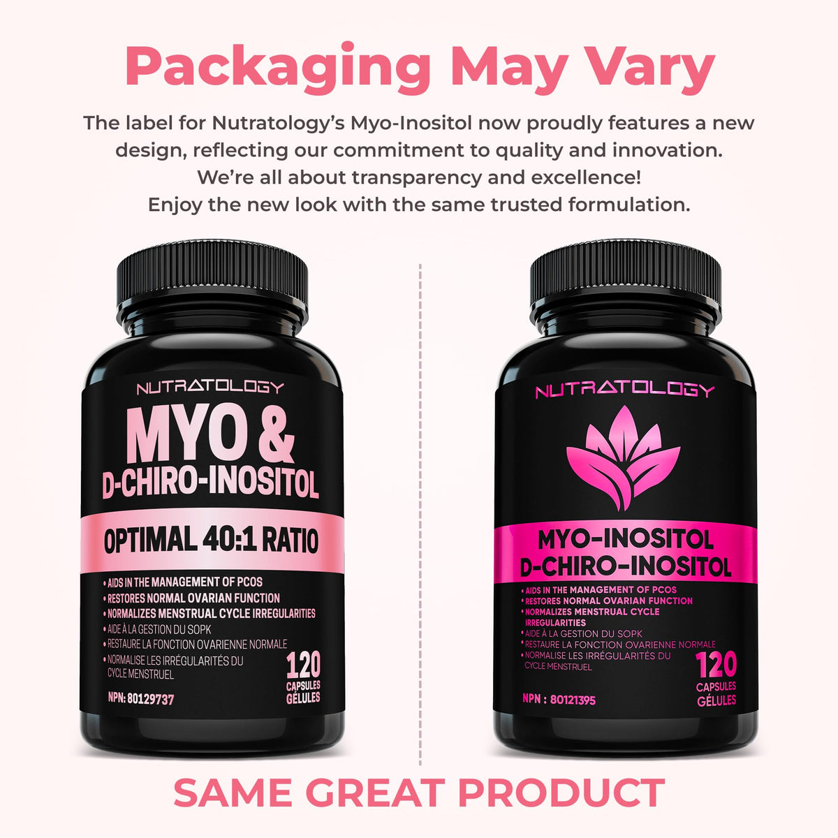 Nutratology® Myo-Inositol & D-Chiro Inositol Capsules - PCOS Supplement for Women - Optimal 40:1 Ratio - For Hormonal Balance & Healthy Ovarian Function - Regulates Menstrual Cycle - 120 Capsules 🍁 All In One Marketplace Canada