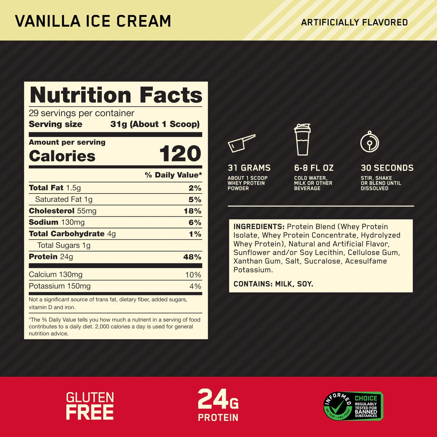 Optimum Nutrition Gold Standard 100% Whey Protein Powder, 907g - Vanilla Ice Cream - 29 servings (packaging may vary) 🍁 All In One Marketplace Canada