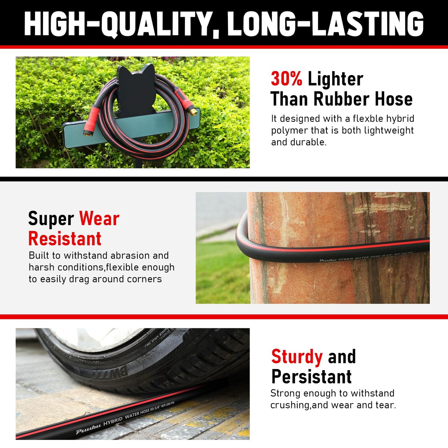 Garden Hose 25ft x 5/8", Non-Expandable Heavy Duty Premium Flexible Water Hose, No Kink, Leakproof, Lightweight Hybrid Hose with Male to Female Fittings for Household&Backyard 🍁 All In One Marketplace Canada