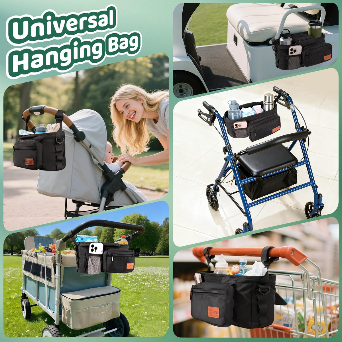 Stroller Caddy with Cup Holder: Universal Stroller Organizer with Detachable Phone Bag, Non-Slip Straps, Stroller Accessories Fits Uppababy,Bugaboo, Graco, Cybex, Nuna, Baby Jogger, Gifts for New Mom 🍁 All In One Marketplace Canada