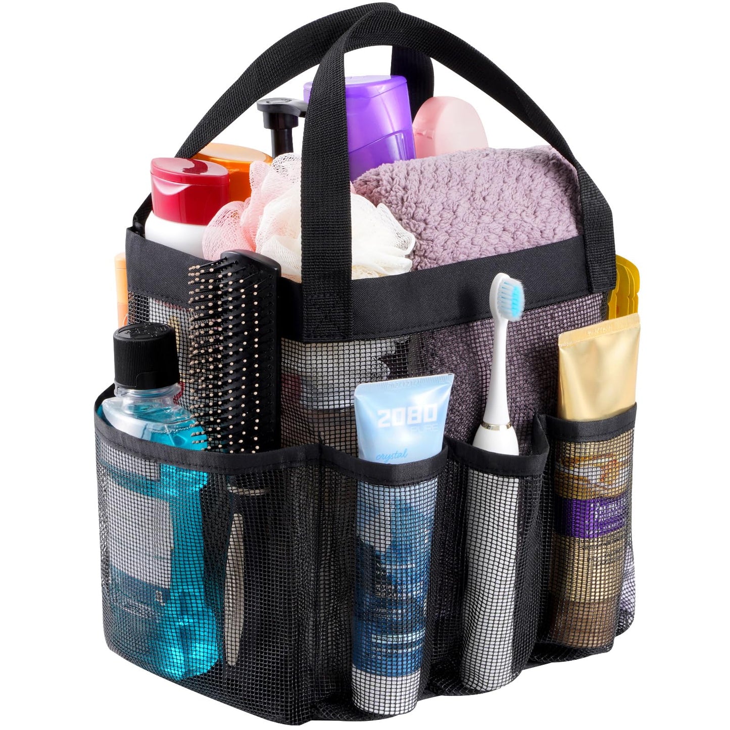 Lifewit Mesh Shower Caddy Freestanding Portable Shower Tote Bag for College Dorm, Bathroom, Gym, Travel, Quick Dry Hanging Shower Organizer with 7 Storage Pockets for Toiletry Essentials, Medium,Black 🍁 All In One Marketplace Canada