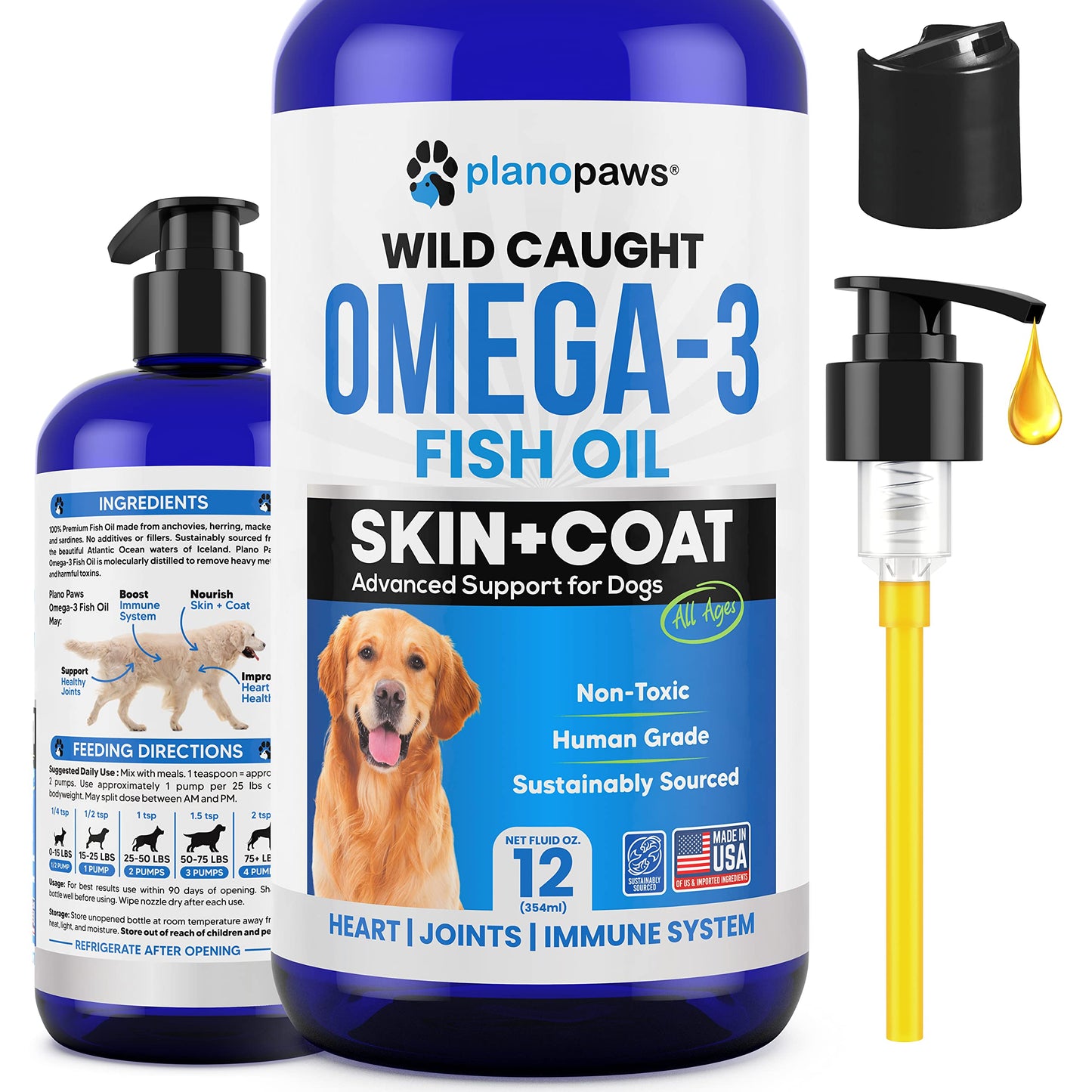 Omega 3 Fish Oil for Dogs – Liquid Dog Fish Oil Supplement – Supports Skin & Coat Health – Joint, Brain & Heart Support – for All Breeds & Ages 🍁 All In One Marketplace Canada