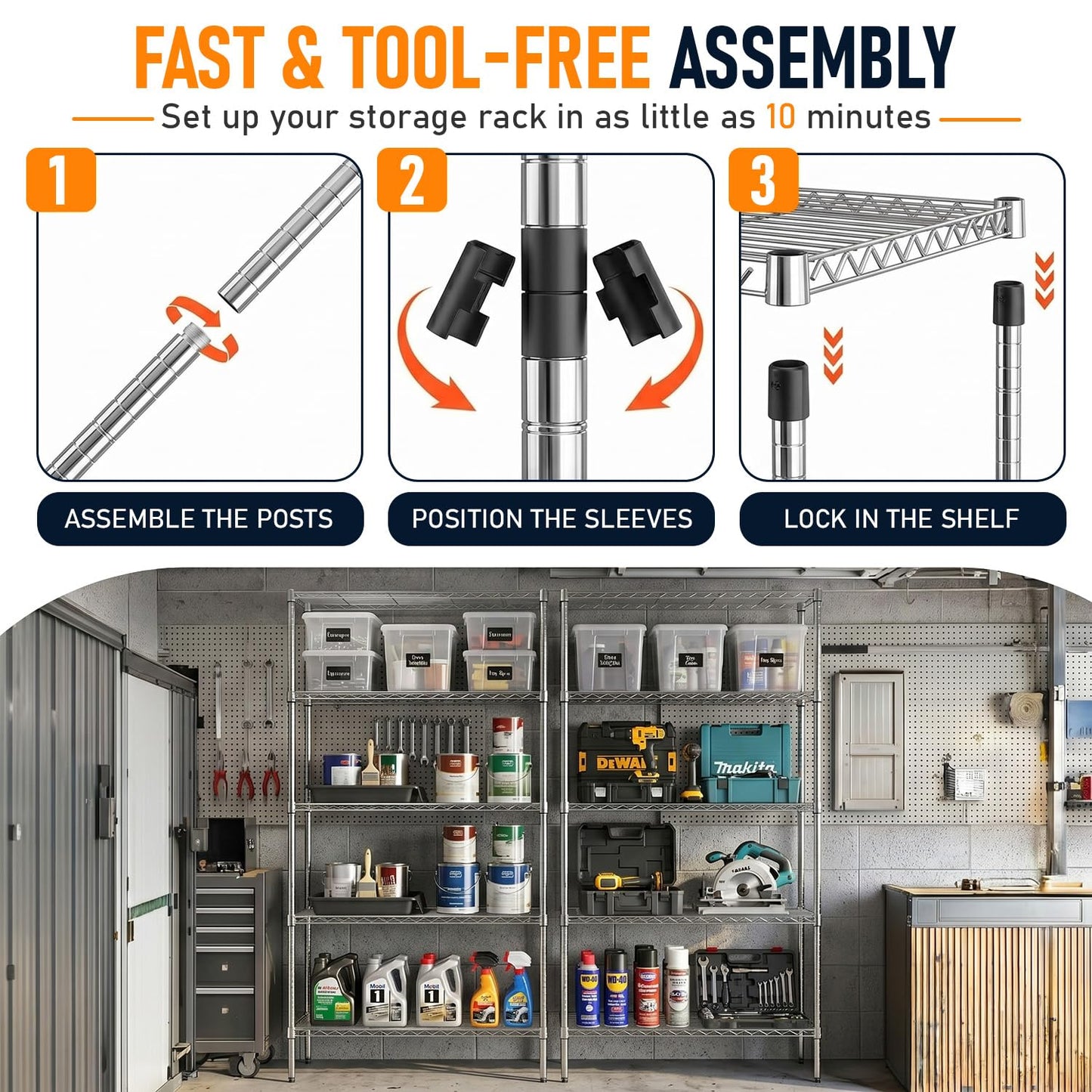 FDW Storage Shelves,Wire Shelving Unit Metal Shelves Heavy Duty Layer Rack Storage Rack Adjustable Utility (Chrome, 36"x 14"x 72") 🍁 All In One Marketplace Canada