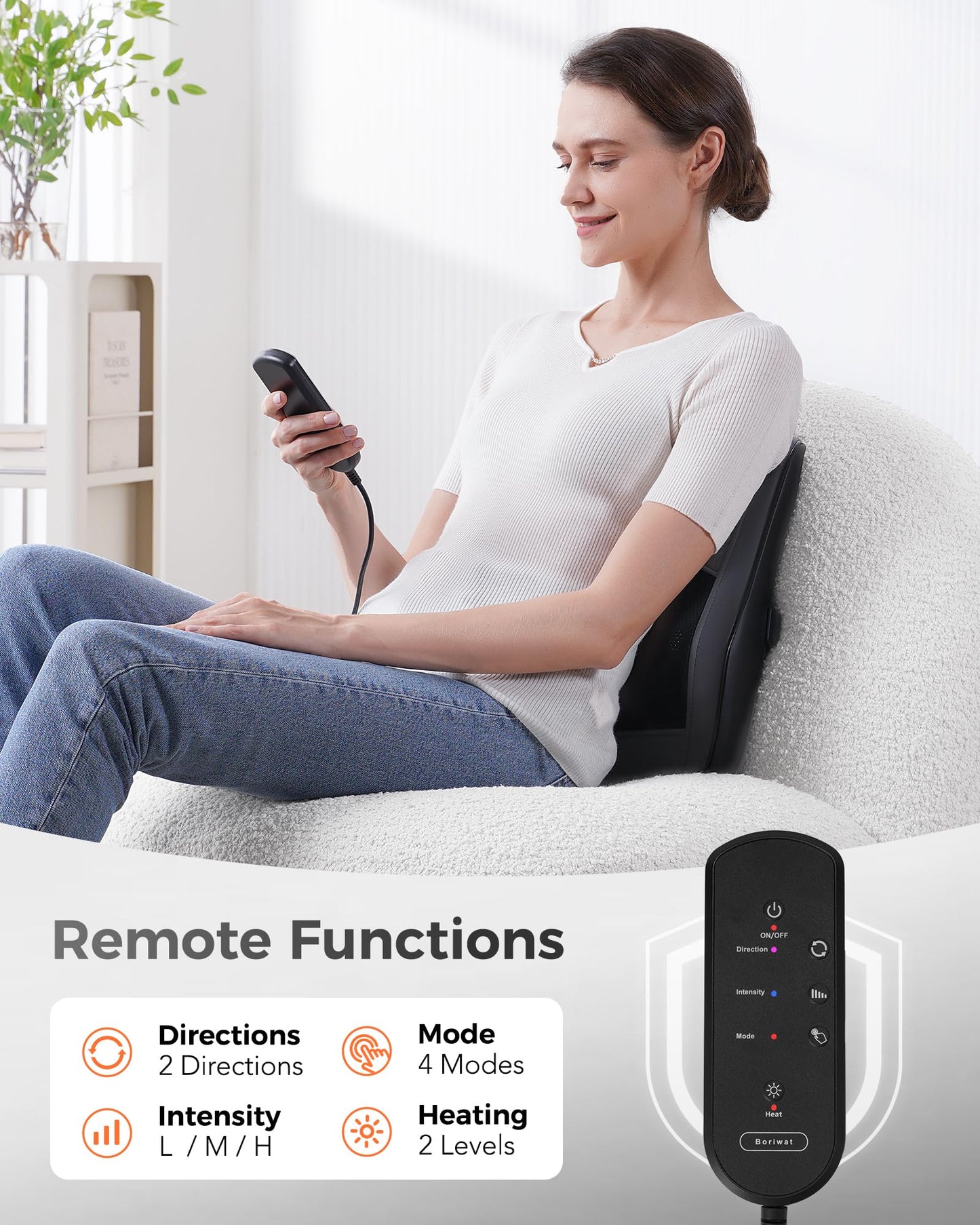 Boriwat Back Massager Neck Massager with Heat, Shiatsu Massage Pillow for Pain Relief, Massagers for Neck and Back, Shoulder, Leg, Gifts for Men Women Mom Dad, Stress Relax at Home Office and Car 🍁 All In One Marketplace Canada