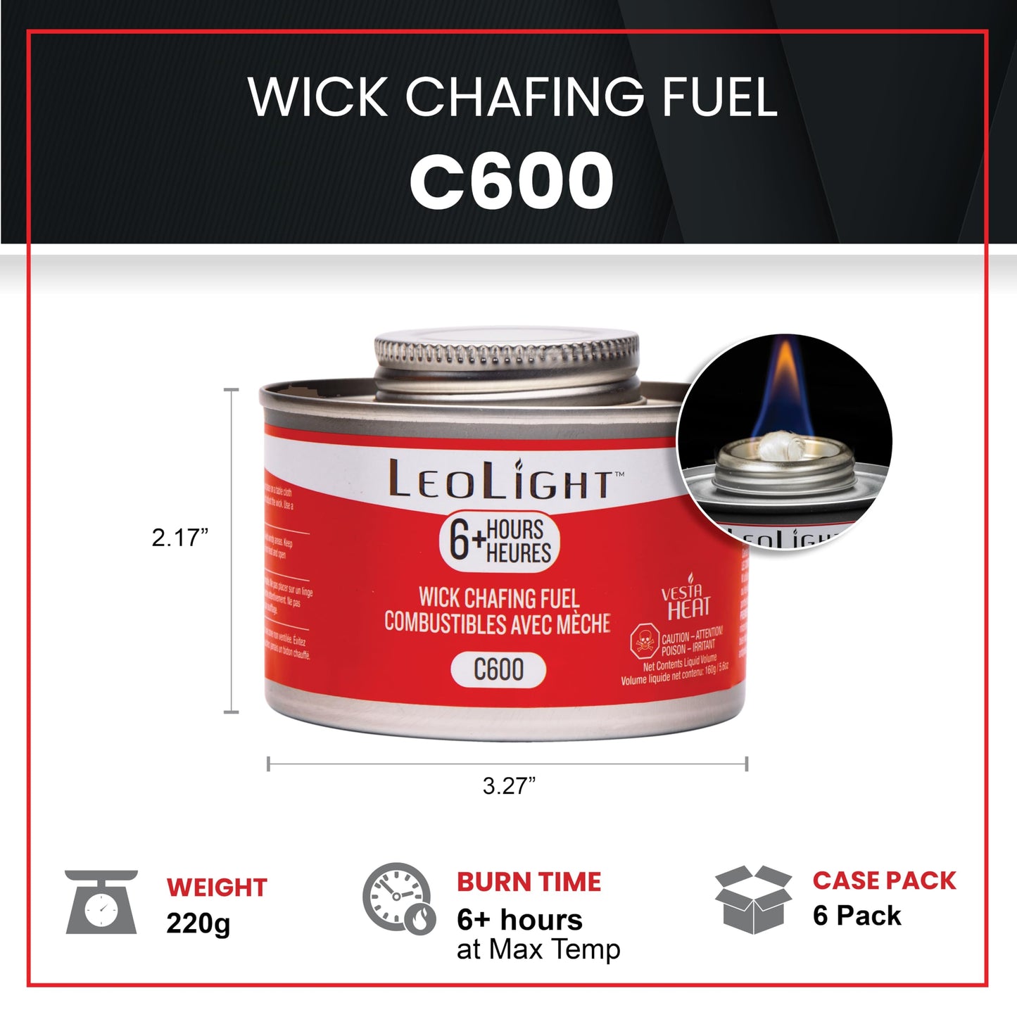 6 Pack Chafing Fuel 6 Hour Burn – Odorless, Smokeless & Spill-Proof Wick, 7.8oz Food Warmer Fuel for Chafing Dish Buffet Set & Catering Use, LeoLight 🍁 All In One Marketplace Canada