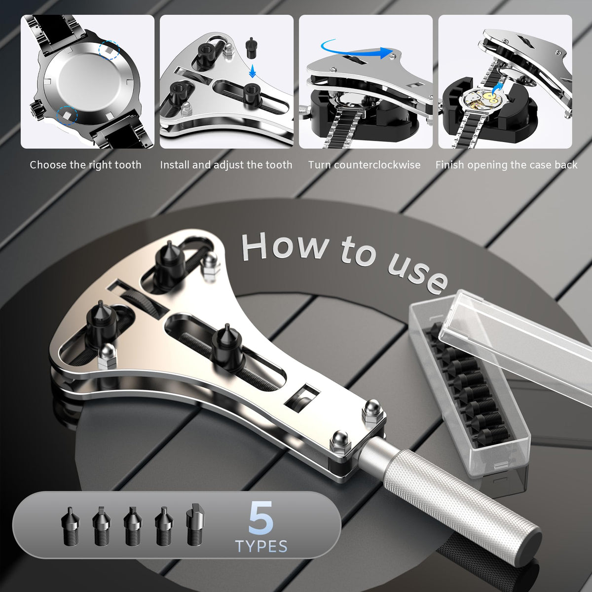 JOREST Watch Repair Tool Kit, Battery Replacement, Strap Adjustment, Bracelet Pin Removal, Band Link Remover, Resizing Tool, Wrench Opening Cover, Case Back Opener, Screwdriver, Spring Bar 🍁 All In One Marketplace Canada