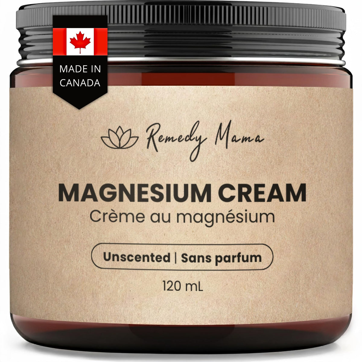 Remedy Mama Unscented Magnesium Cream for Daily Comfort – with Hemp Seed Oil, Jojoba Oil, Mango & Shea Butter – Magnesium Oil Spray Alternative – Natural, Gentle & Skin-Friendly – 4oz Glass Jar – Made in Canada 🍁 All In One Marketplace Canada