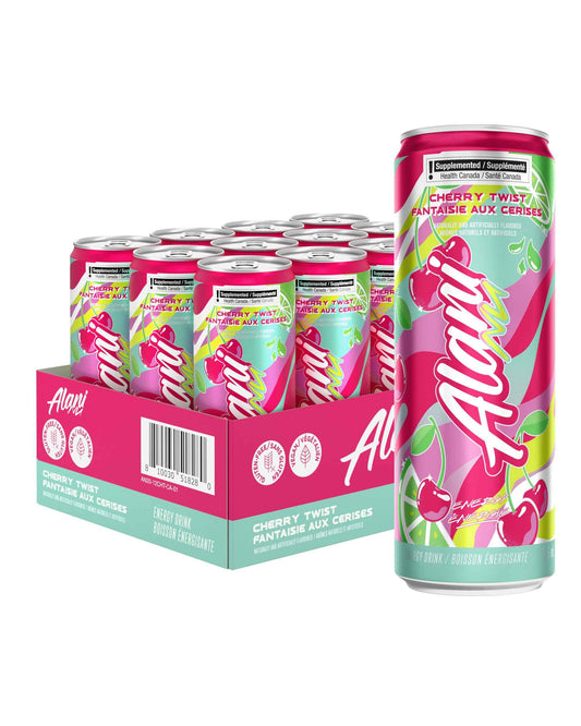 Alani Nu CHERRY TWIST Sugar-Free, Low Calorie Energy Drinks | 140mg Caffeine | Zero Sugar | 15 Calories or Less | 355 mL Cans (12 Pack) 🍁 All In One Marketplace Canada