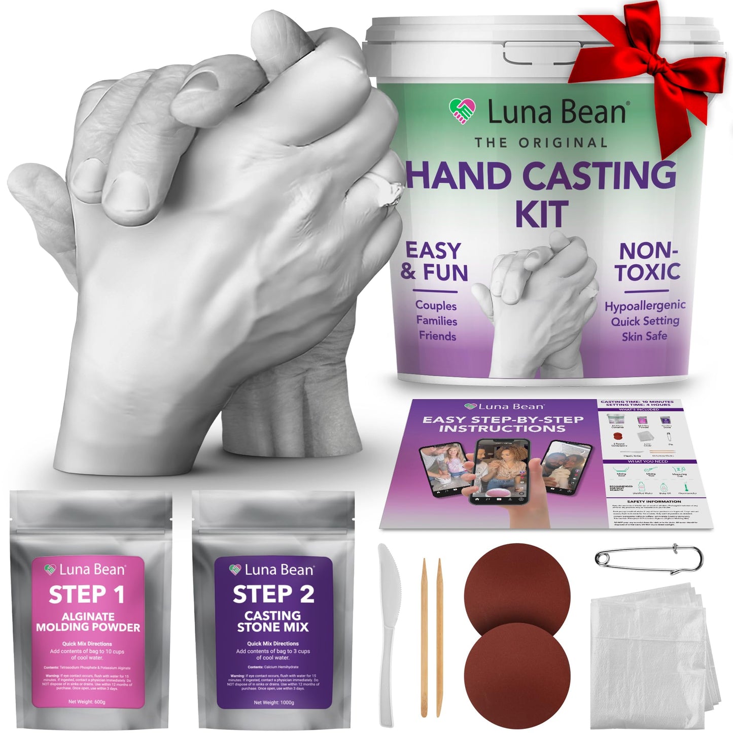 Luna Bean Hand Casting Kit – The Original Hand Mold Kit – Anniversary Engagement Gifts for Women Men Her Him Couples Wife Boyfriend Girlfriend Wedding Bridal Shower 🍁 All In One Marketplace Canada