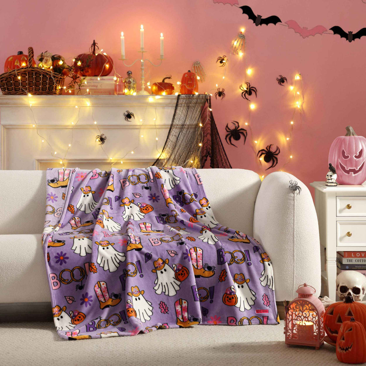 Betsey Johnson - Blanket, Buttery-Soft Throw Blanket for Couch or Bed, Boldly Plush & Oversized Bedding, Halloween Decor (Howdy Ghouls Purple, 50" x 70")