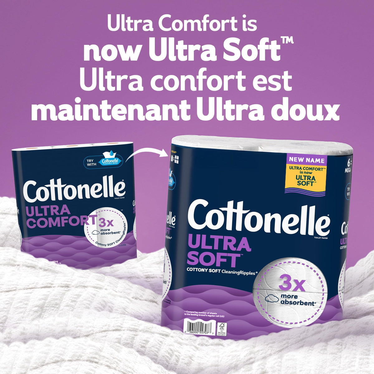 Cottonelle Toilet Paper, 32 Family Mega Rolls = 144 Regular Rolls (8 Packs of 4), Ultra Soft, Soft Bathroom Tissue, 296 Sheets per Roll, Packaging May Vary 🍁 All In One Marketplace Canada