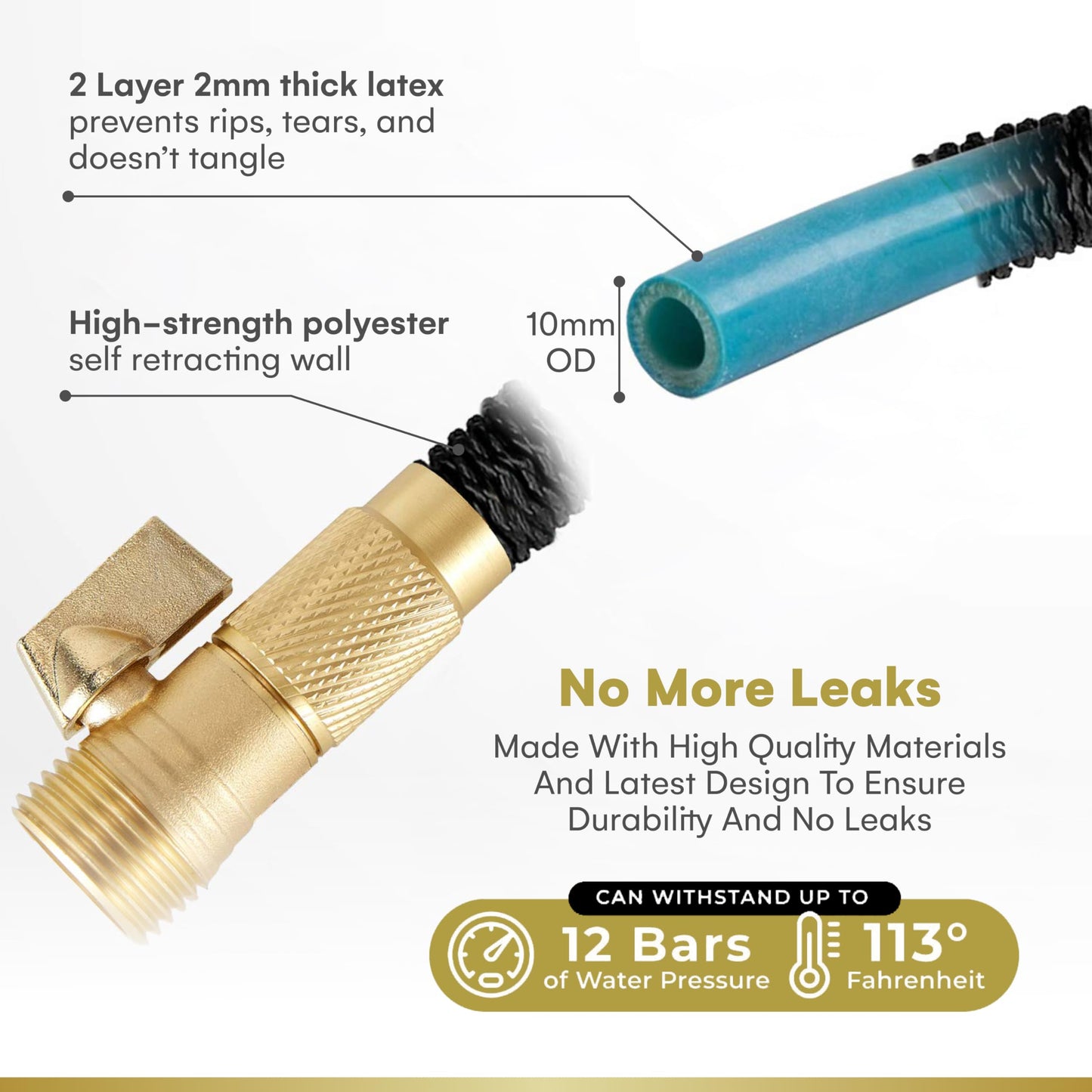 Flexi Hose with 8 Function Nozzle Expandable Garden Hose, Lightweight & No-Kink Flexible Garden Hose, 3/4 inch Solid Brass Fittings and Double Latex Core, 50 ft Black 🍁 All In One Marketplace Canada