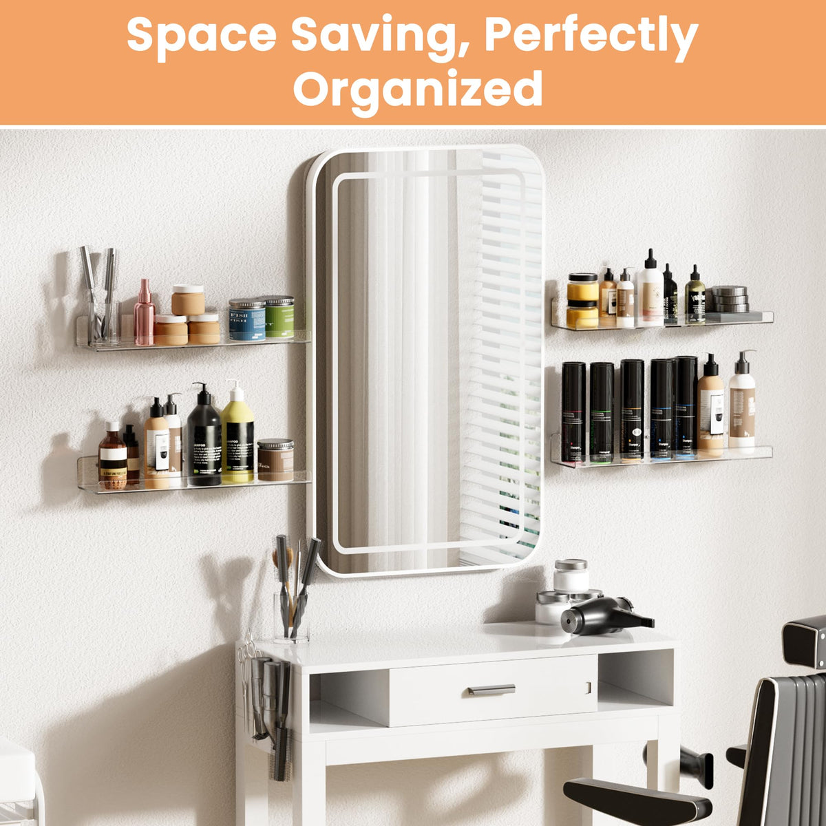 upsimples Clear Acrylic Shelves for Storage, 15" Floating Shelves Wall Mounted for Kids Bookshelf/Display Ledge for Bedroom, Living Room, Bathroom, Kitchen, Set of 4 🍁 All In One Marketplace Canada