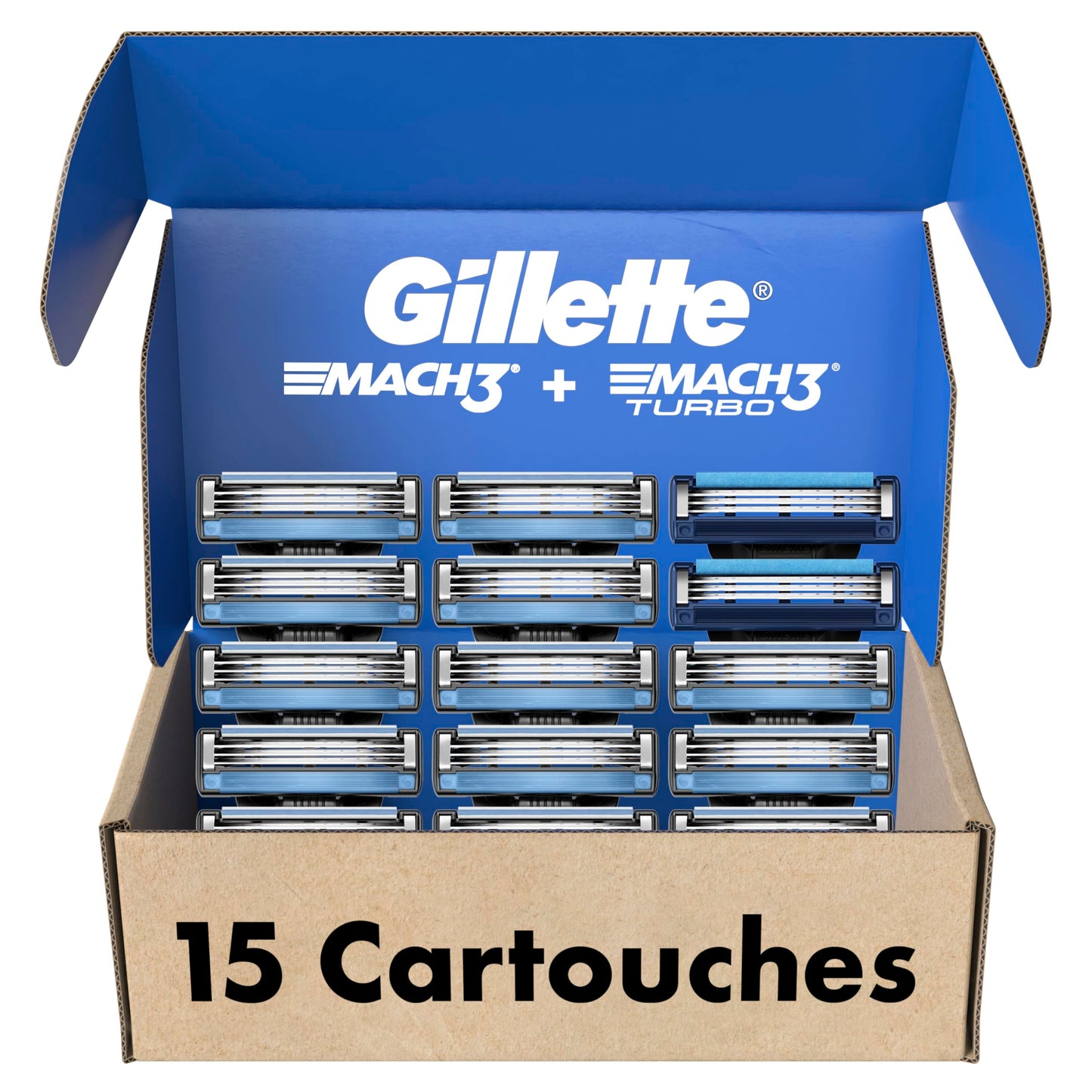 Gillette Men's Razor Blade Refills, 13 Mach3 Cartridges + 2 Mach3 Turbo Cartridges Blue, Total Pack of 15 🍁 All In One Marketplace Canada