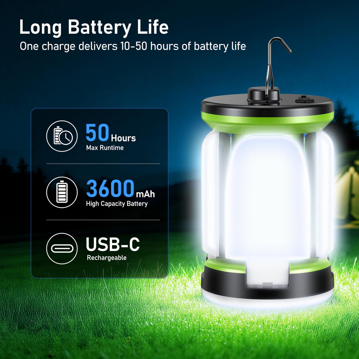 Blukar Camping Lantern Rechargeable, Camping Lights Lamp-7 Light Modes,60 LED Ultra Bright LED Tent Light,Long Battery Life for Outdoor for Camping, Emergency, Fishing, Hiking etc (White Light) 🍁 All In One Marketplace Canada