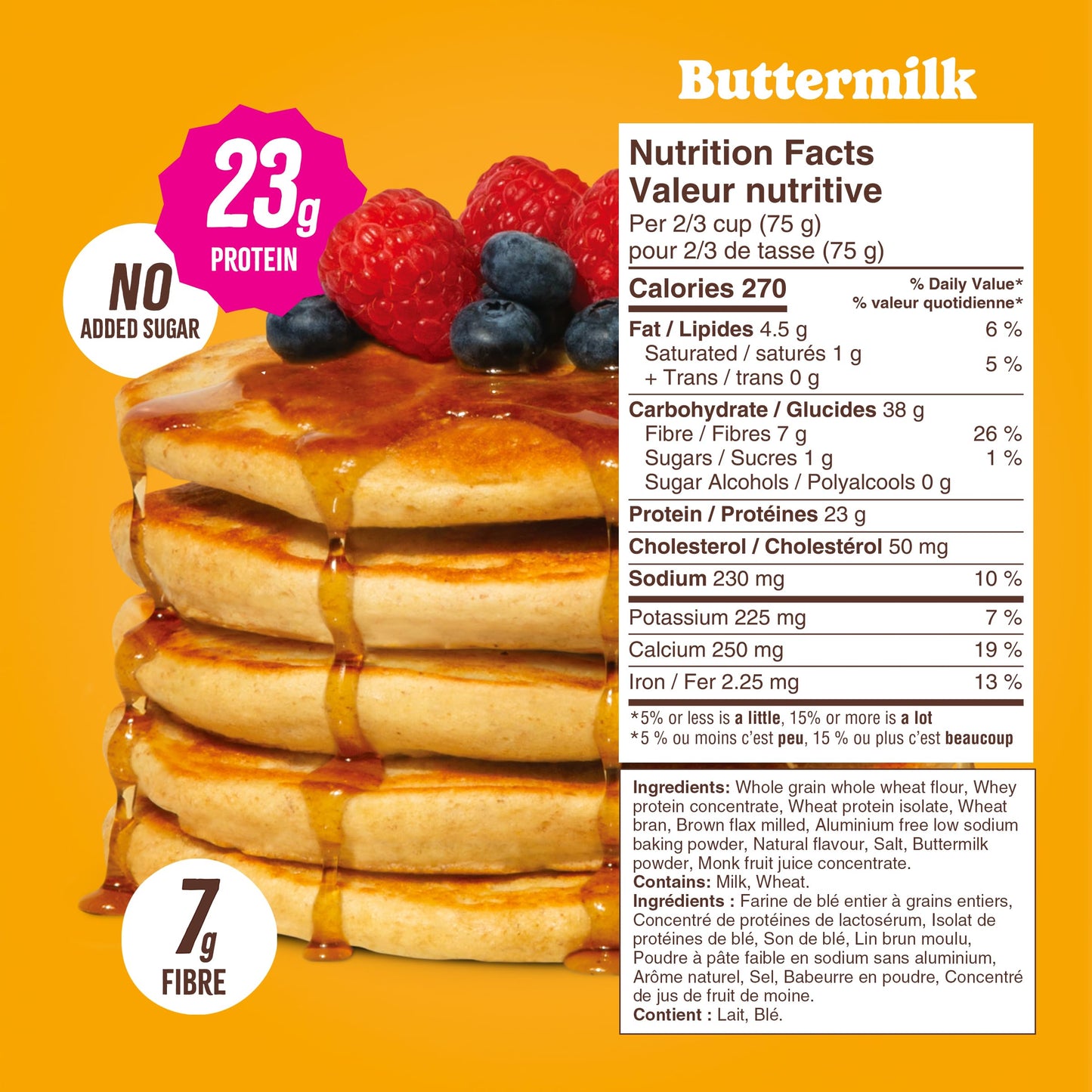 Flourish Protein Pancake & Waffle Mix with Whey Protein, No Added Sugar, High in Fiber - Just Add Water - Buttermilk Flavour, 430 g Each (2 Pack) - Made in Canada 🍁 All In One Marketplace Canada