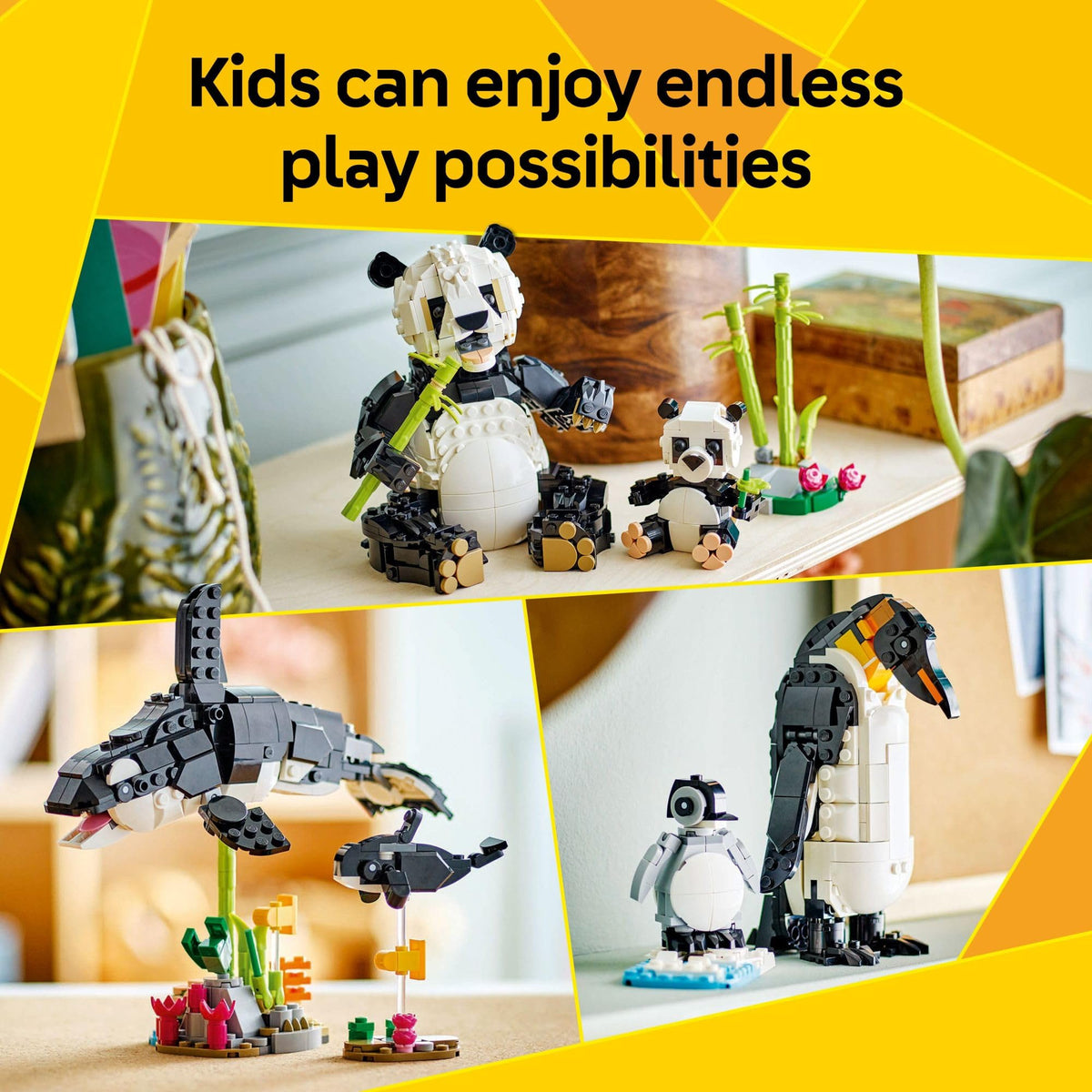 LEGO Creator 3 in 1 Wild Animals Panda Family - Building Toy Kit for Kids with 3 Building Options, Panda, Penguin, or Orca - 8 Year Old Girl & Boy Birthday Gifts - 31165 🍁 All In One Marketplace Canada