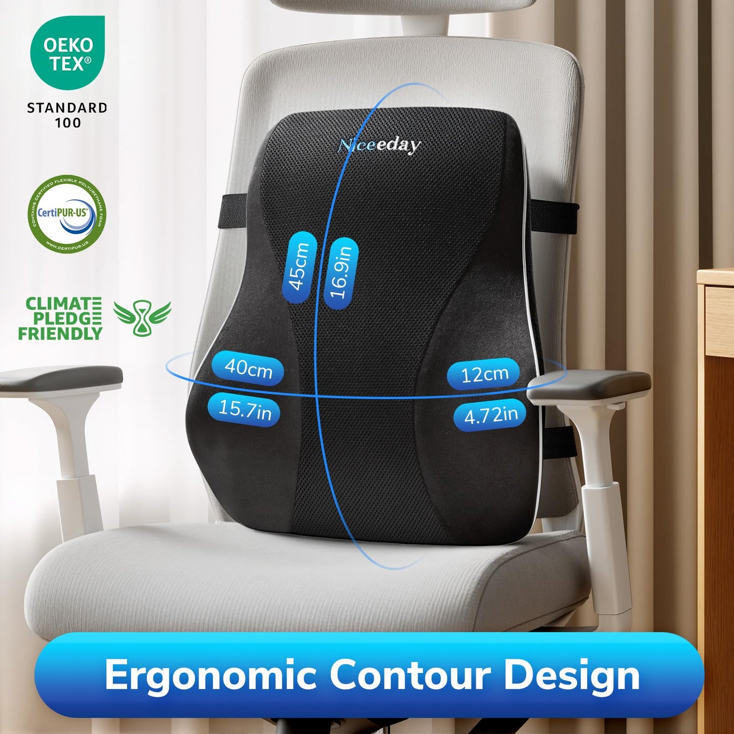 Lumbar Support Pillow for Office Chair Car Lumbar Pillow Lower Back Pain Relief Memory Foam Back Cushion with 3D Mesh Cover Gaming Chair Back Pillow Ergonomic Back Rest for Wheelchair Desk 🍁 All In One Marketplace Canada