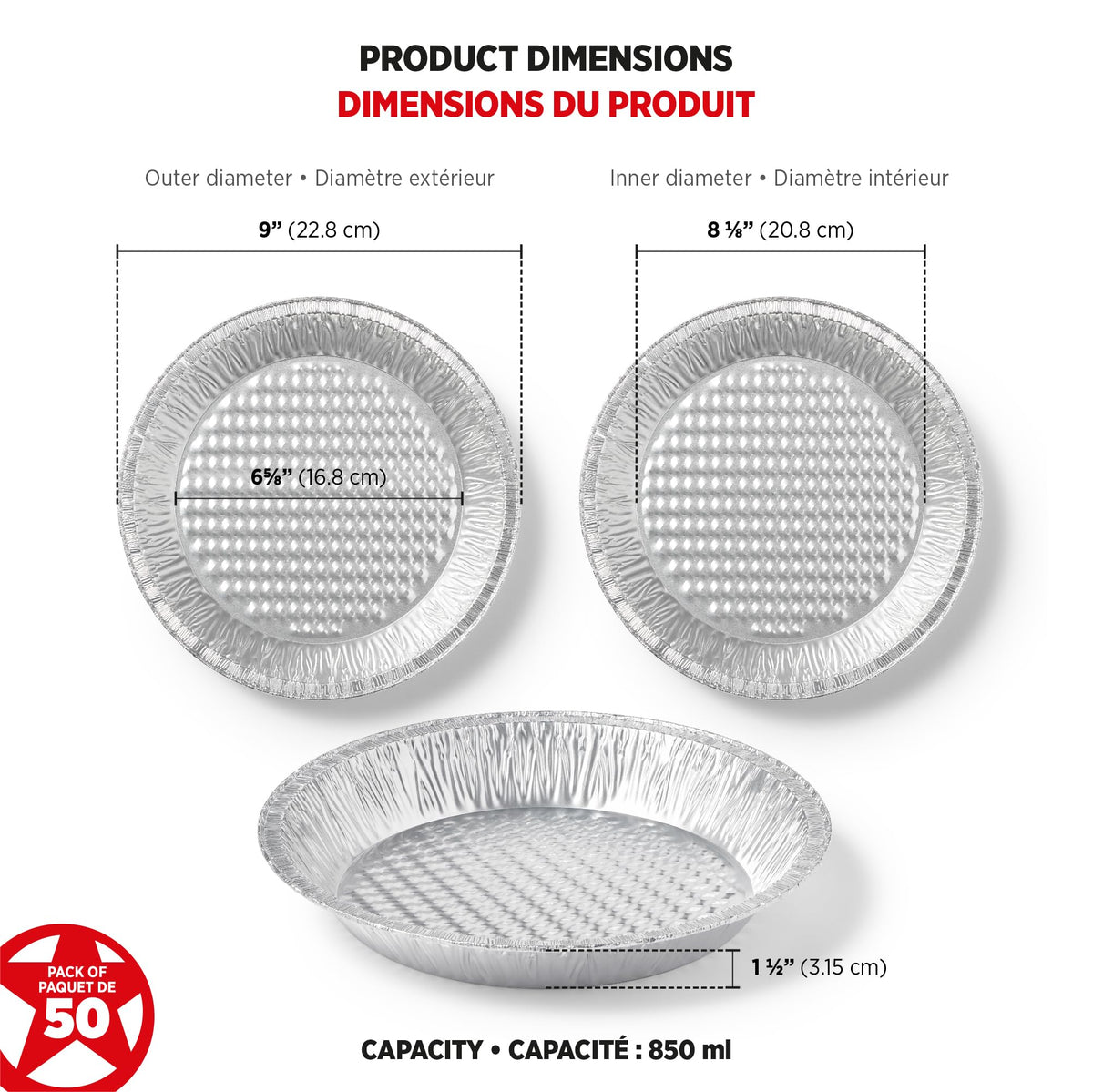 Starfrit 50-Pack Aluminum Pie Plates, 9", Disposable, Oven & Freezer Safe 🍁 All In One Marketplace Canada