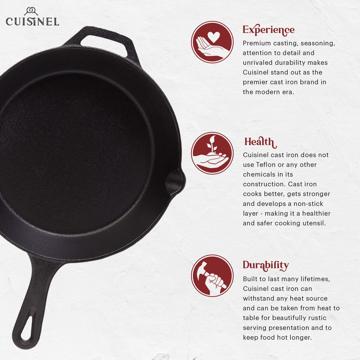 Cast Iron Skillet Set - 8" + 10" + 12"-Inch Pre-Seasoned Frying Pans + Silicone Handle Grip Covers - Indoor/Outdoor, Oven, Grill, Stovetop, BBQ, Fire and Induction Safe Kitchen and Camping Cookware 🍁 All In One Marketplace Canada