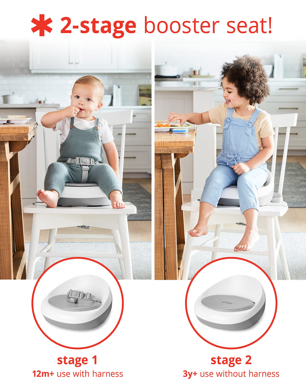 Skip Hop Booster Seat for Dining Table, Sleek Seat Booster, Grey/White 🍁 All In One Marketplace Canada