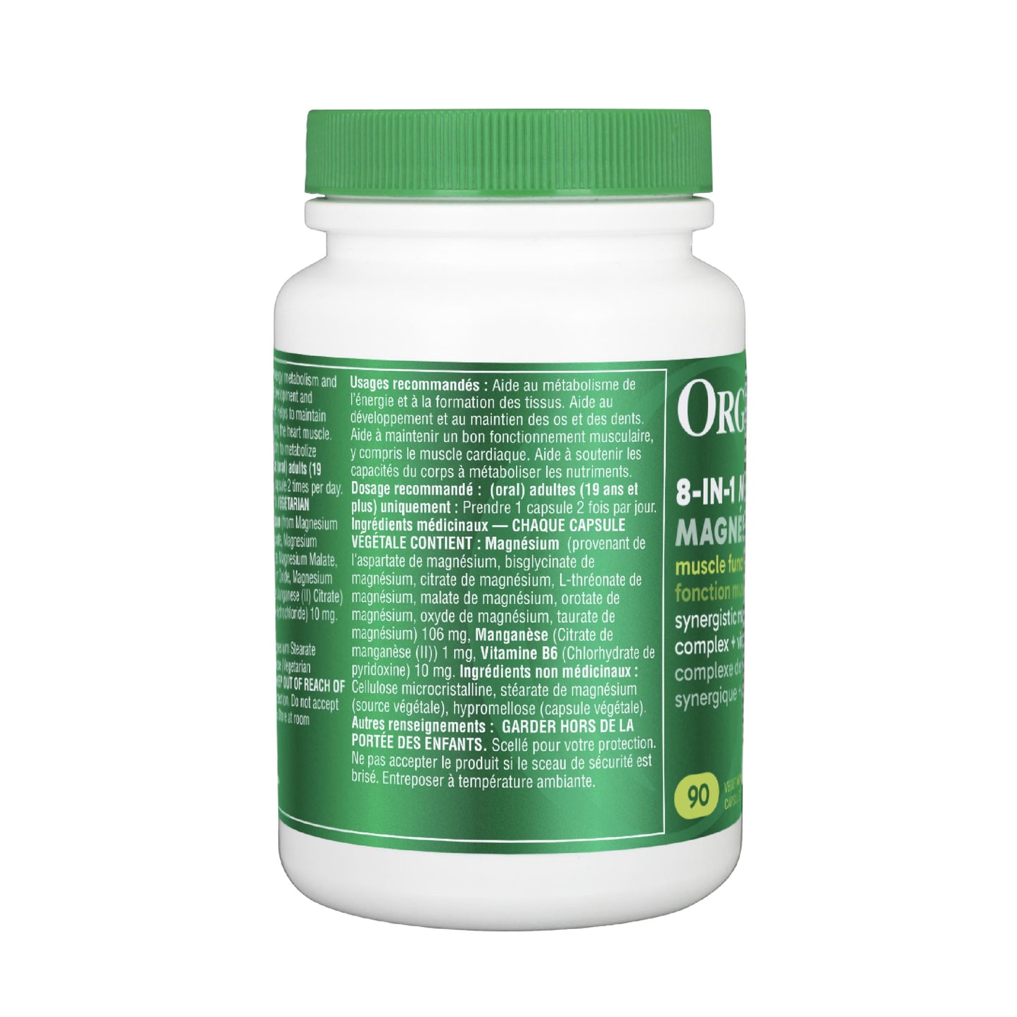Organika Canadian-Made 8-In-1 Magnesium - 212mg Synergystic Magnesium Complex with Vitamin B6 to Support Muscle Function, Bone Health, Energy, and Cardiovascular Health | 90vcaps, 45 Servings 🍁 All In One Marketplace Canada