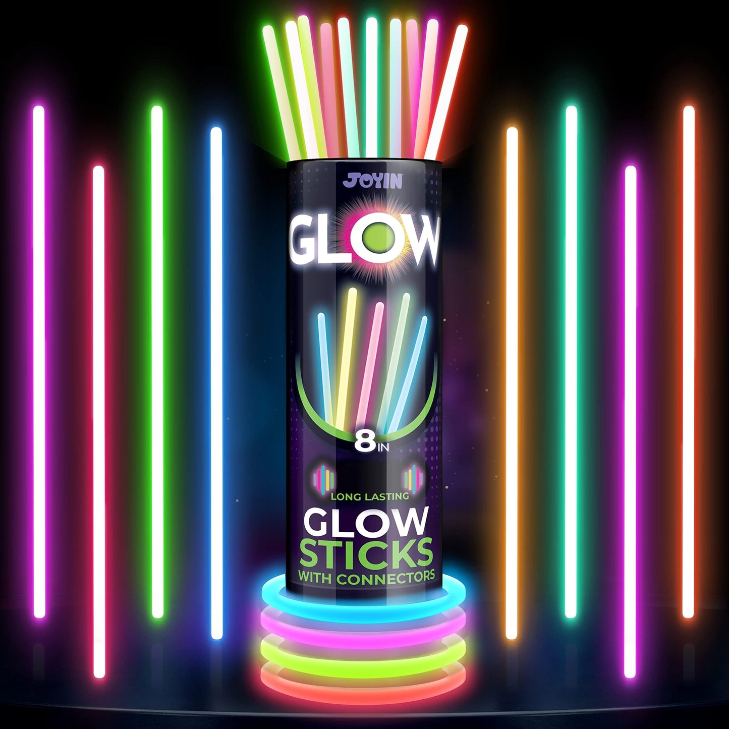 JOYIN 200 Pcs Glow Sticks Bulk 8" Glowsticks, Glow Stick Bracelets Necklaces, Glow in the Dark Party Favors, Easter, Christmas, Halloween Party Supplies Pack 🍁 All In One Marketplace Canada